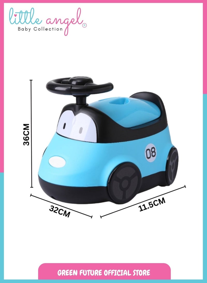 Baby Potty Chair - Fun Car-Shaped Toddler Toilet Seat with Steering Wheel, Potty Training Chair for Kids, Removable Tray, Easy to Clean, Blue