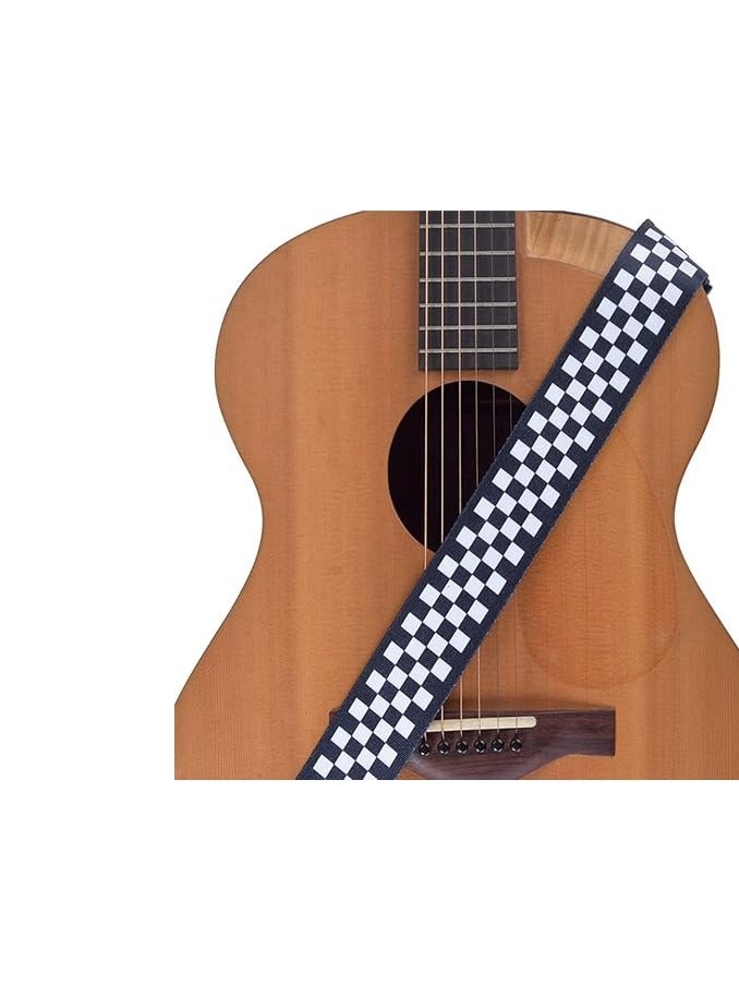 Generic Guitar Strap for Electric Guitar, Guitar Strap, Vintage, Adjustable Guitar Strap, Adjustable, Can Be Used on Electronic Guitar, Acoustic Guitar, Bass, Black and White Chessboard, Bianco E Nero, One  - Image 3