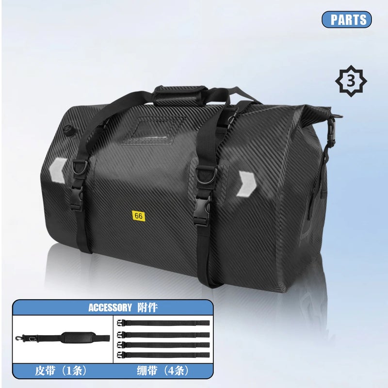 PVC Waterproof Motorcycle Tail Bag – Large Capacity 66L Back Seat Carry Bag - Image 1