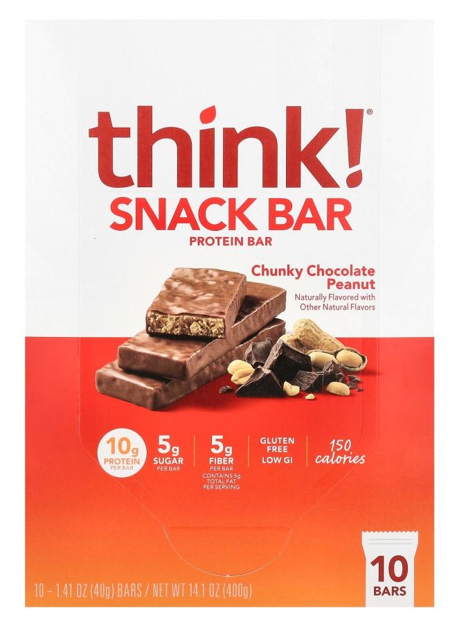 Think Snack Bar Chunky Chocolate Peanut 10 Bars 1.41 oz (40 g) Each
