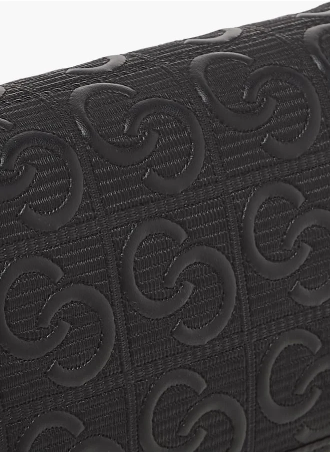 Celeste Womens All-Over Monogram Textured Crossbody Bag With Flap Closure