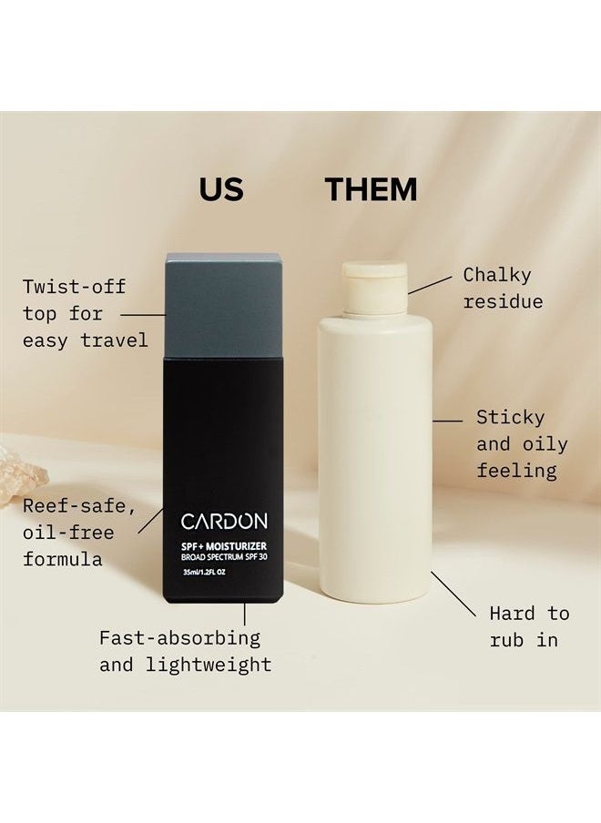 Cardon - Men's SPF 30 Sunscreen Face Moisturizer by CARDON, Oil-Free Face Sunscreen Lotion for Men, Advanced Korean Skin Care, Daily Hydrating Anti-aging Facial Skincare Routine for Men and Women, Cactus Extra - Image 1