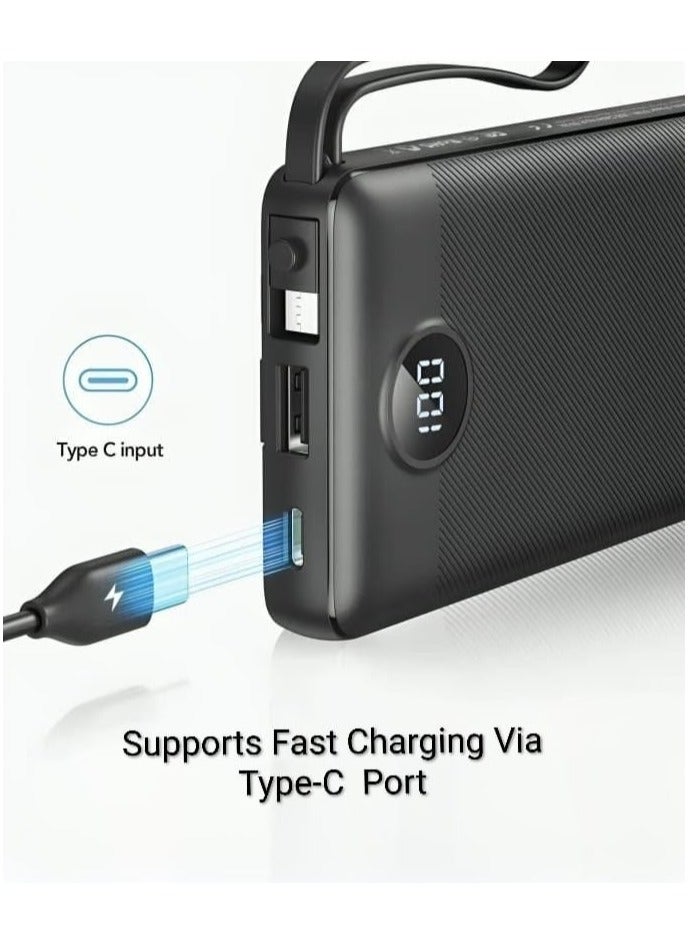 VEGER Power Bank 15000mAh and Built-in 4 Cables Compatible with all Devices Black - Image 3