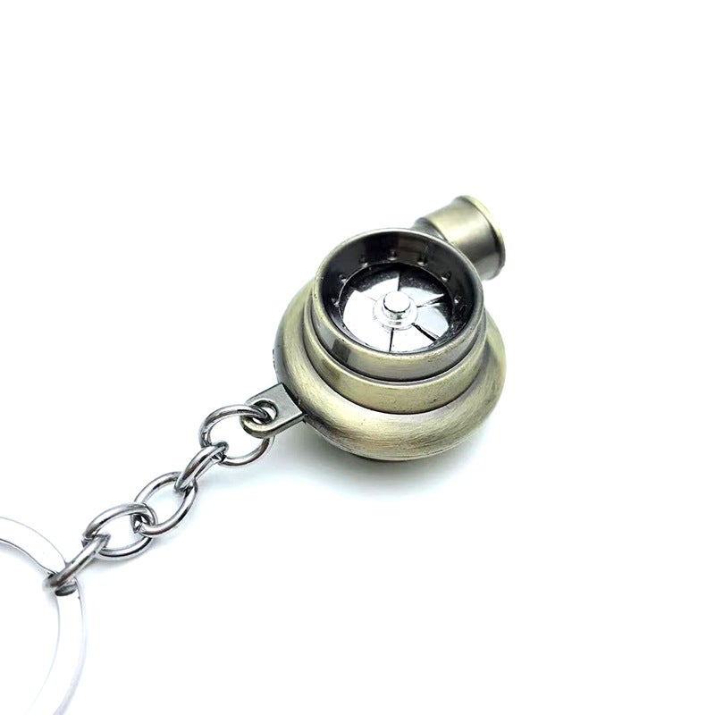 Cross-border car turbo keychain metal creative high-end luminous LED turbo car keychain pendant Bags---Guqing - Image 1