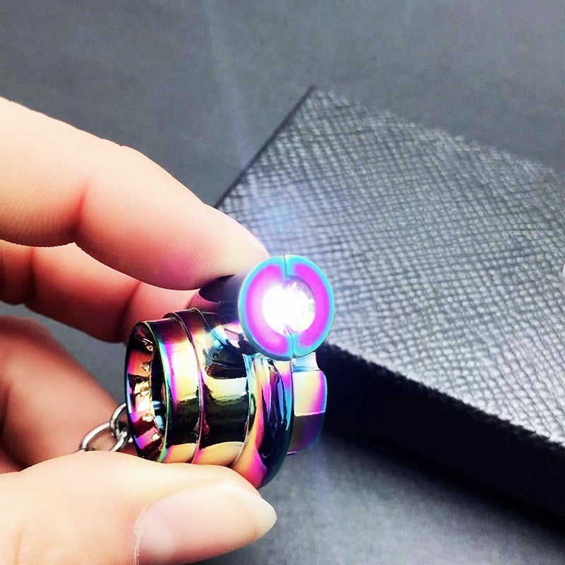Cross-border car turbo keychain metal creative high-end luminous LED turbo car keychain pendant Bags---Guqing - Image 5