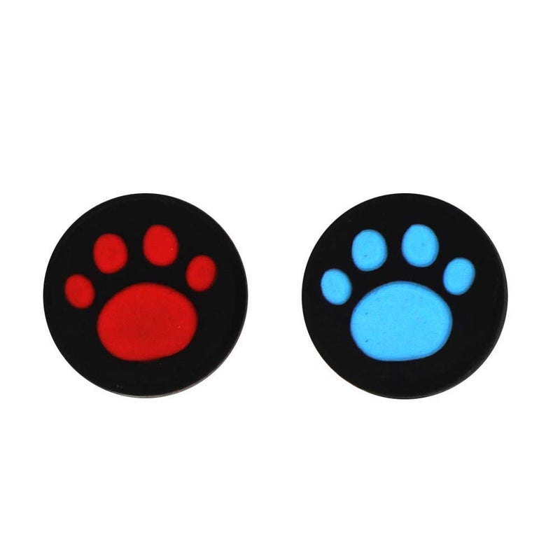 OCity Silicone Thumb Grip Cap Cover Thumbstick Joystick for Sony PS3 PS4 PS2 Xbox One Xbox 360 Xbox One X S PS4 Pro Slim Cat Print (Red+Blue)