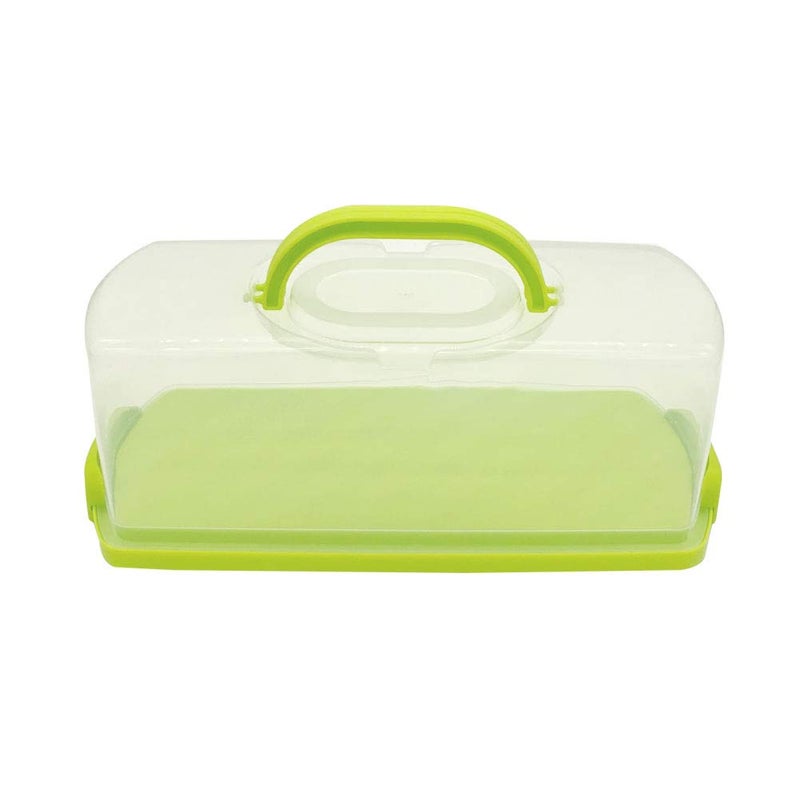 FEOOWV Portable Plastic Rectangular Loaf Bread Box with Transparent Lid Bread Keeper for Carrying and Storing Loaf CakesBanana BreadPumpkin BreadQuick Breads Green