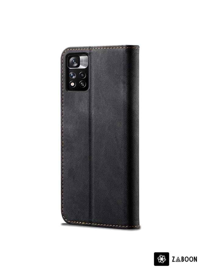 Zaboon Protective Case For Xiaomi Redmi Note 11 Denim Texture Flip Leather  with Card Slots & Wallet - Image 3