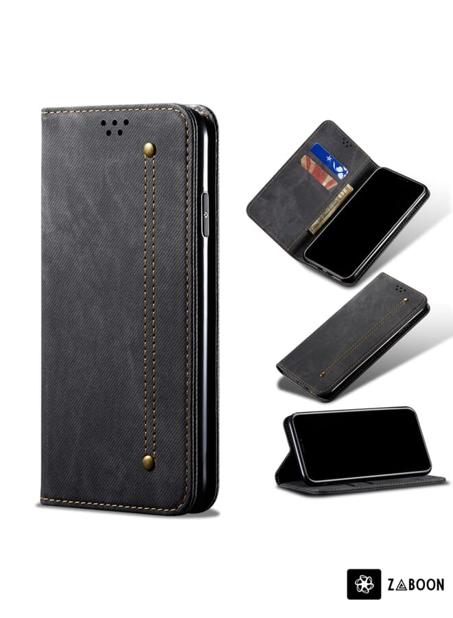 Zaboon Protective Case For Xiaomi Redmi Note 11 Denim Texture Flip Leather  with Card Slots & Wallet - Image 1