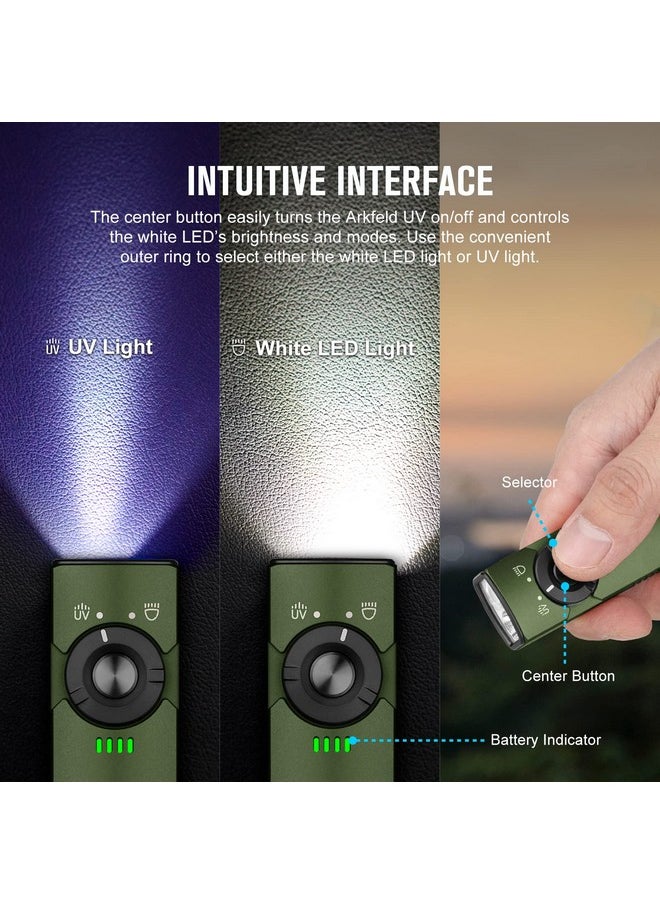 OLIGHT OLIGHT Arkfeld UV Rechargeable EDC Flashlight, 1000 Lumens White LED and 365nm Blacklight Combo for Outdoors, Emergency, Working, Pet Urine Detection (OD Green CW)  - Image 2