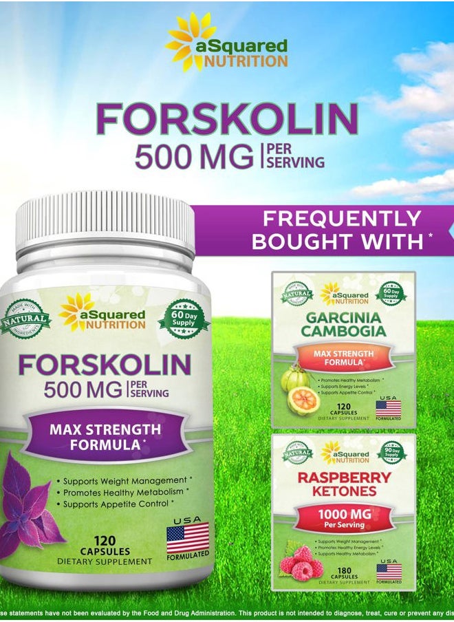 aSquared Nutrition - Forskolin 500mg Max Strength -120 Capsules, Natural Supplement for Pure Weight Loss Fuel, Coleus Forskohlii Root-Forskolin Diet Pills, Belly Buster Pure Fat Burner 2X Slim Trim Lose - Image 1