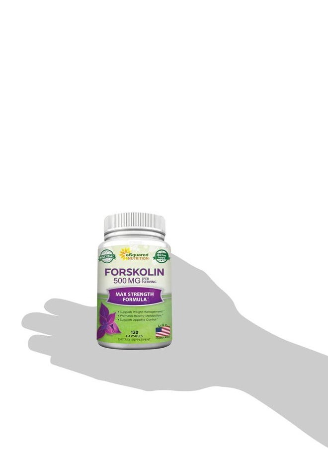 aSquared Nutrition - Forskolin 500mg Max Strength -120 Capsules, Natural Supplement for Pure Weight Loss Fuel, Coleus Forskohlii Root-Forskolin Diet Pills, Belly Buster Pure Fat Burner 2X Slim Trim Lose - Image 1
