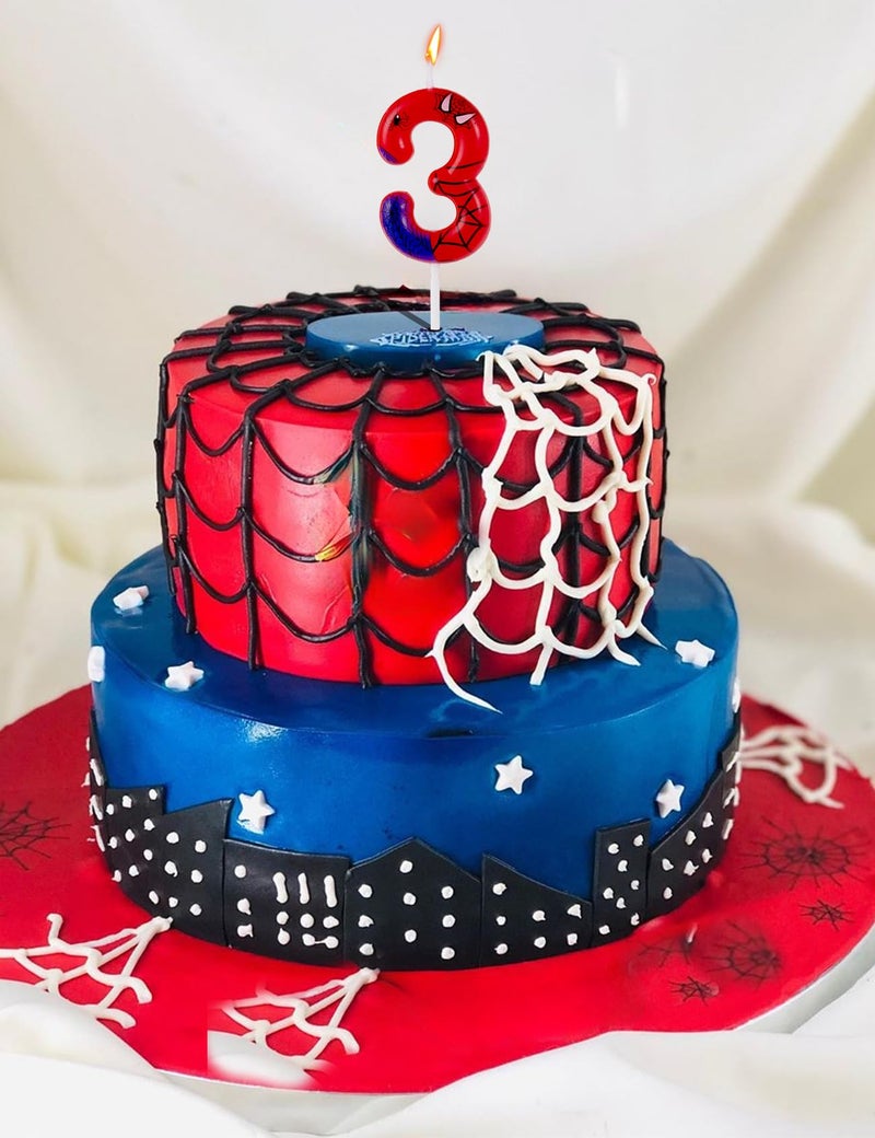 Gezan Spider Themed Birthday Candles Number Candles Happy Birthday Cake Toppers Advent Candle Web Candles for Boy Girl Spider Party Decoration Supplies Birthday Halloween Party (Number 3) - Image 3