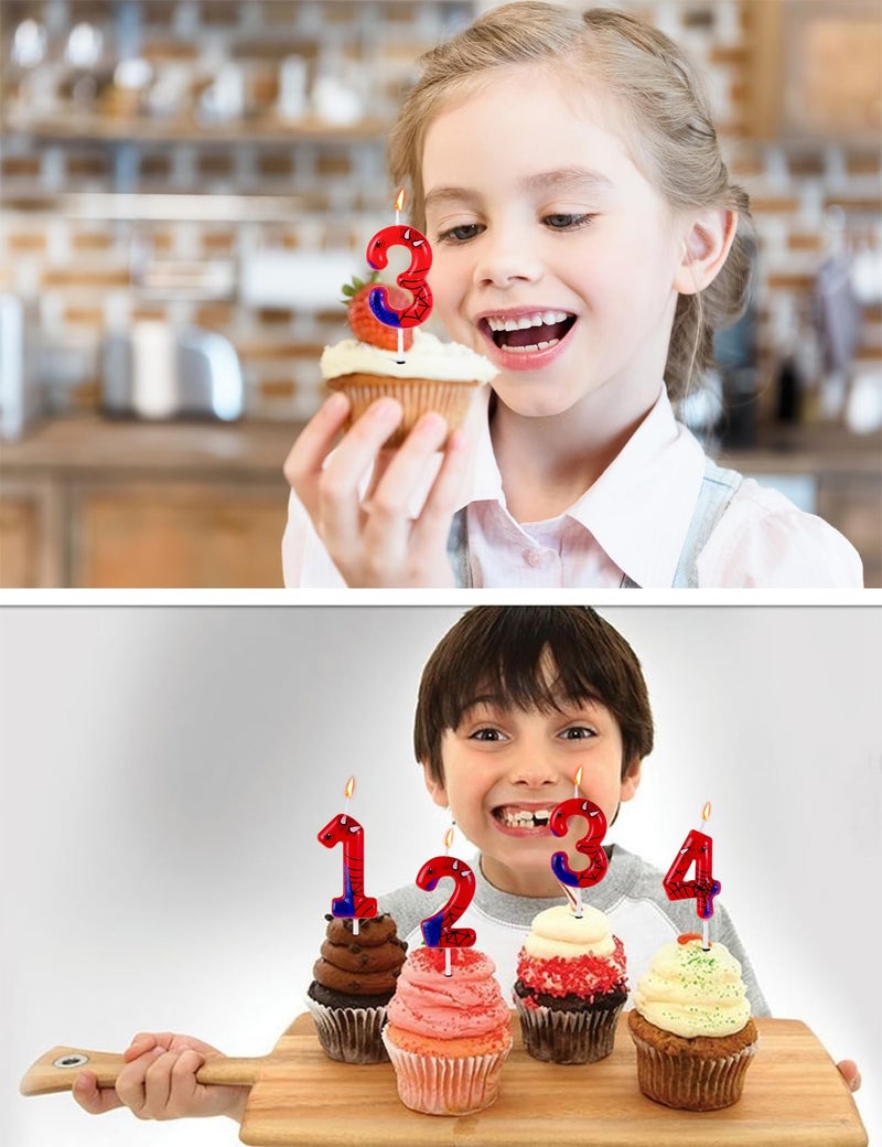 Gezan Spider Themed Birthday Candles Number Candles Happy Birthday Cake Toppers Advent Candle Web Candles for Boy Girl Spider Party Decoration Supplies Birthday Halloween Party (Number 3) - Image 5