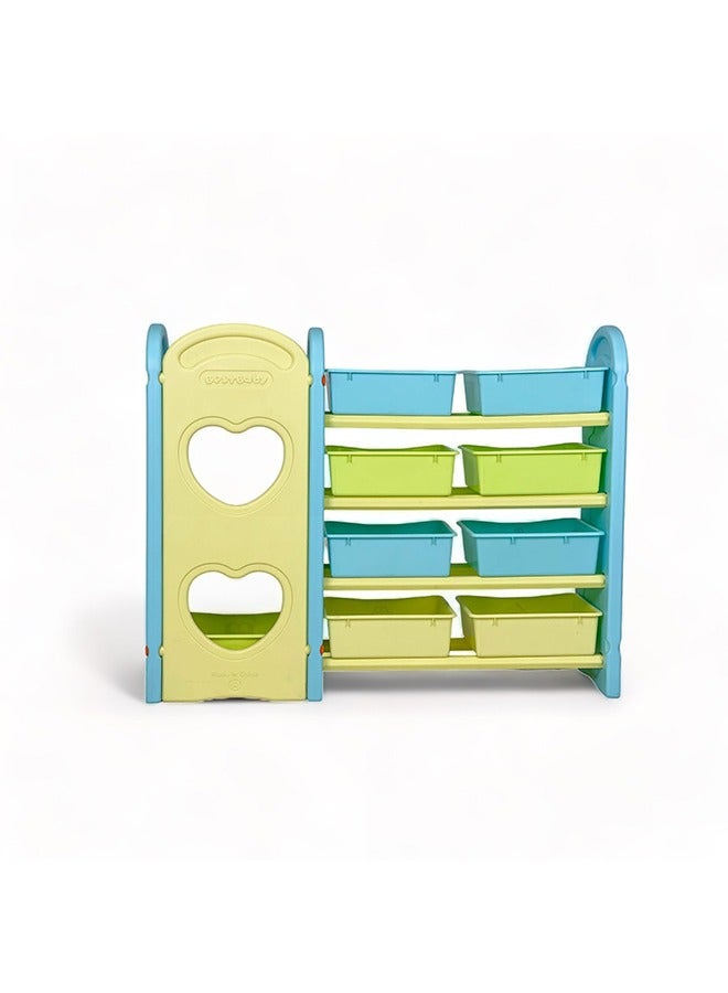 Home Canvas Children Deluxe Multi-Bin Toy Organizer with Storage Bins, Toys Storage Box for Boys Blue/Yellow  - Image 3