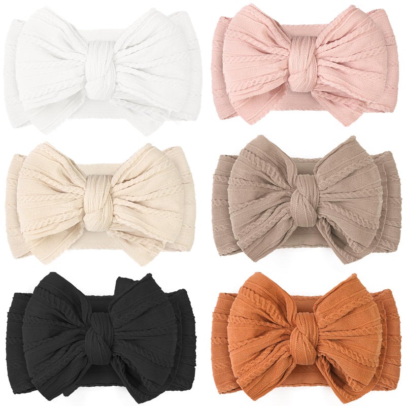Yxiang 6 Colors Nylon Headbands with Bows Handmade Hair Accessories for Newborn Infant Toddler and Kids Girls