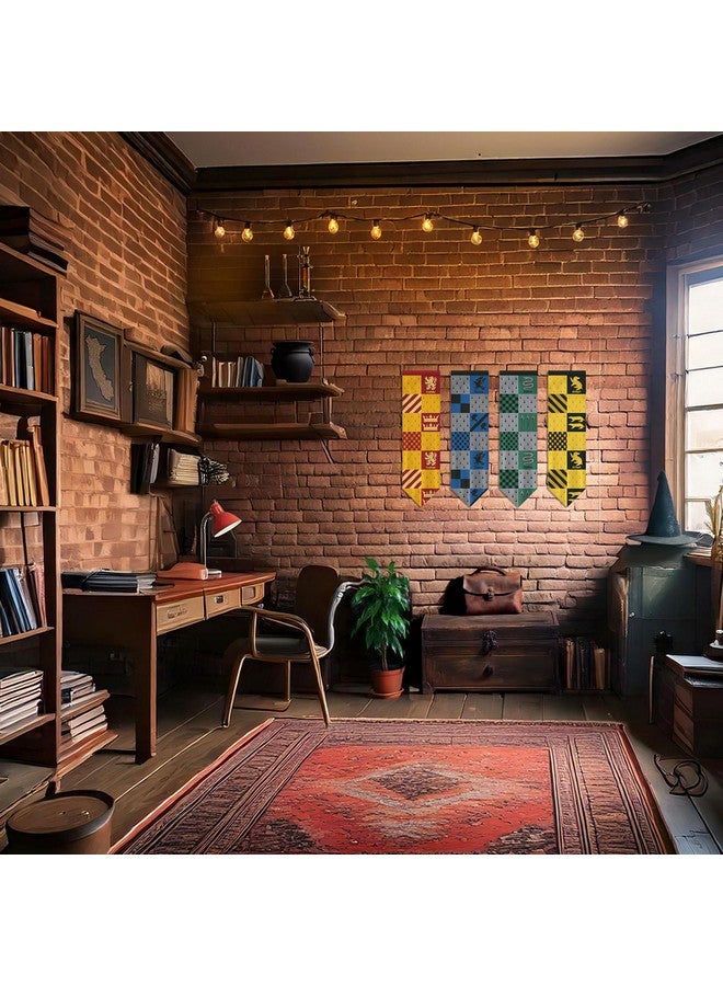 Conquest Journals Harry Potter Small Hogwarts House Quidditch Flags, Set of 4, Polyester, 8'' x 29'', Gryffindor, Slytherin, Ravenclaw & Hufflepuff Banners, Party and Wall Decor, Officially Licensed - Image 2