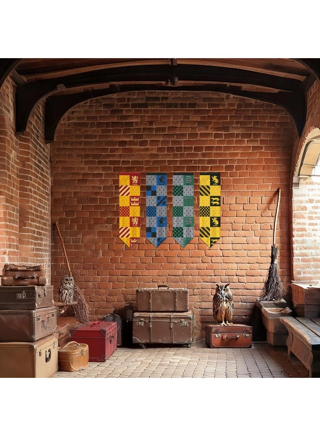 Conquest Journals Harry Potter Small Hogwarts House Quidditch Flags, Set of 4, Polyester, 8'' x 29'', Gryffindor, Slytherin, Ravenclaw & Hufflepuff Banners, Party and Wall Decor, Officially Licensed - Image 4