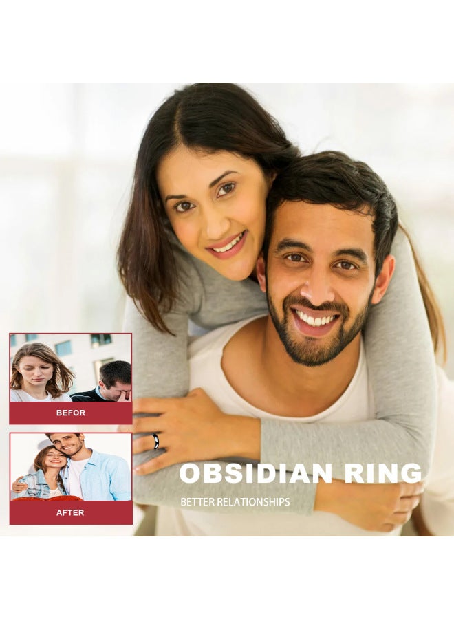 Yes Obsidian Ring Stainless Steel Ring Men's And Women's Smooth Fashion Casual Boutique Hand Accessories - Image 4