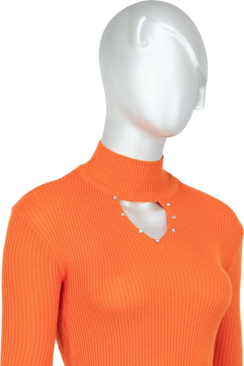 Oppland Women's Half Collar and Stone Long Sleeve Knitted Knitwear Sweater
