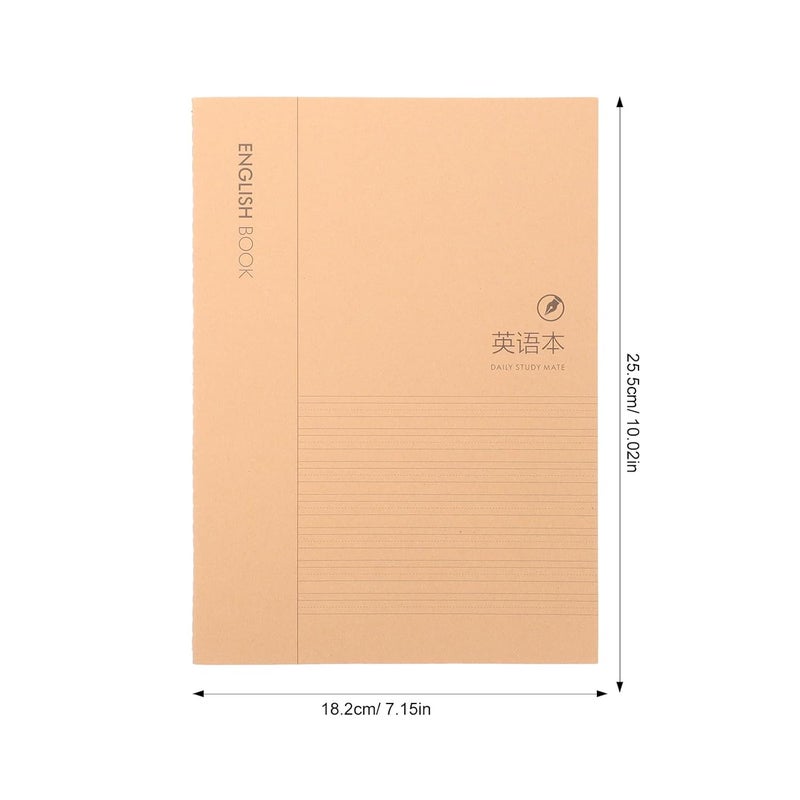 BCOATH 4pcs English Writing Notebooks B5 Size with Thick Kraft Paper Cover, Handwriting Practice Books for School Students, English Class and Calligraphy Practice Pads - Image 2