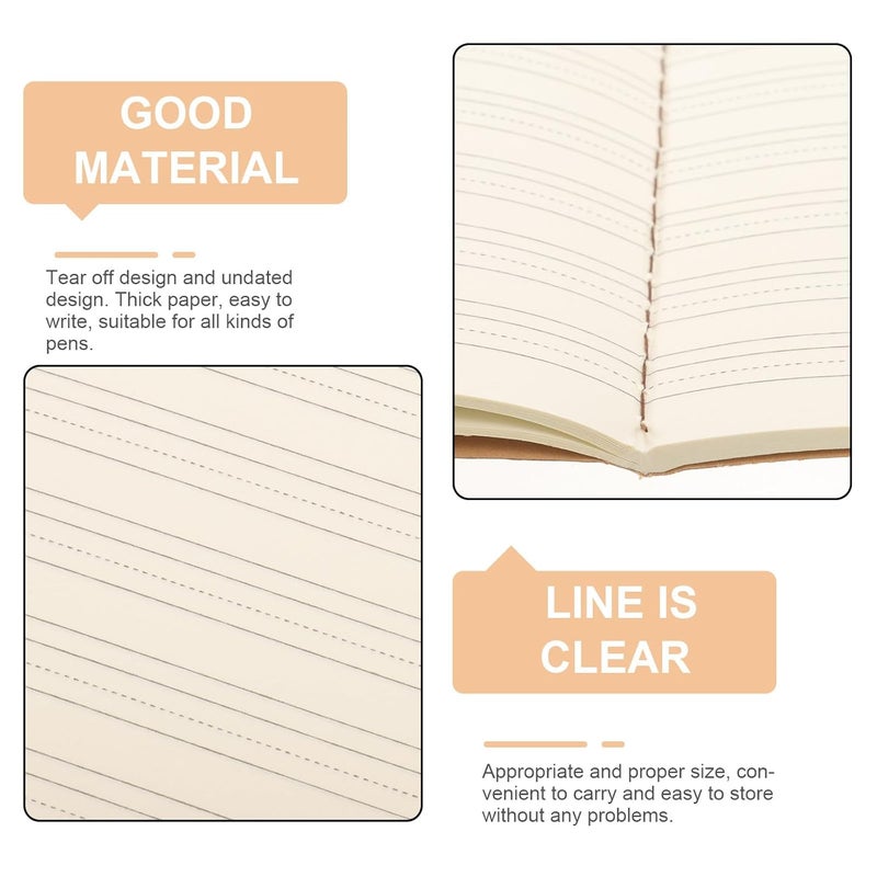BCOATH 4pcs English Writing Notebooks B5 Size with Thick Kraft Paper Cover, Handwriting Practice Books for School Students, English Class and Calligraphy Practice Pads - Image 3