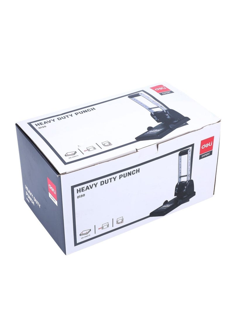 Deli 100-Sheet Capacity Heavy Duty Punch Black  - Image 1