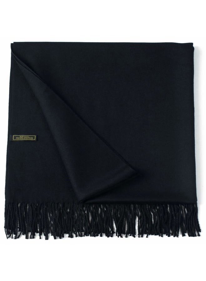 CJ Apparel Black Thick Solid Color Tassels Design Cotton Blend Shawl Scarf Wrap Stole Throw Head Wrap Pashmina NEW - Image 5