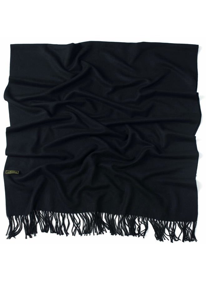 CJ Apparel Black Thick Solid Color Tassels Design Cotton Blend Shawl Scarf Wrap Stole Throw Head Wrap Pashmina NEW - Image 3