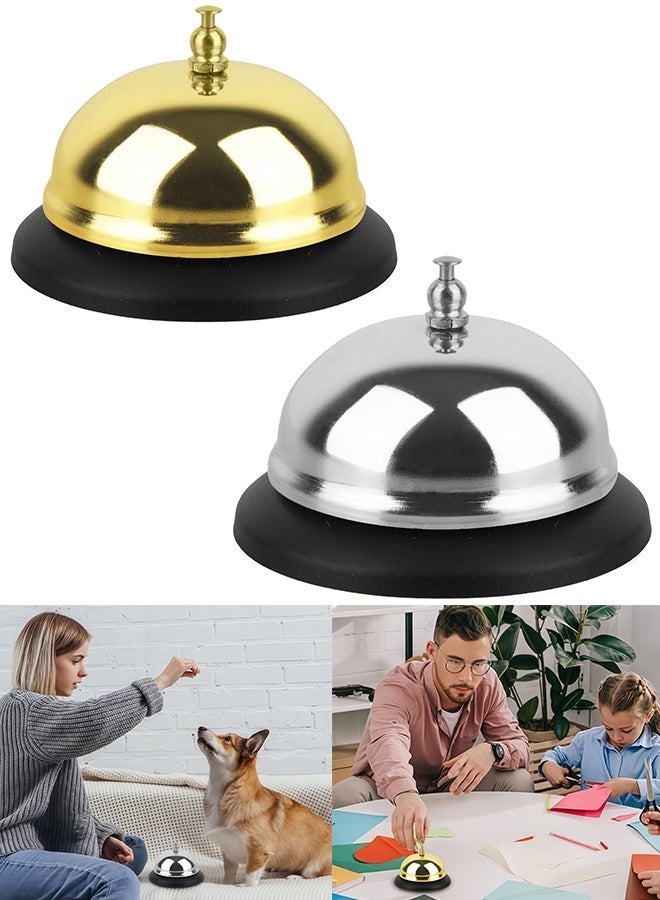 2 Packs Call Bell Loud Clear Desk Bell with Anti-Rust Steel 3.3 Inch Durable Service Bells for Hotels Classrooms Restaurants Reception Areas - Image 1