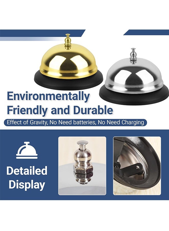 2 Packs Call Bell Loud Clear Desk Bell with Anti-Rust Steel 3.3 Inch Durable Service Bells for Hotels Classrooms Restaurants Reception Areas - Image 5