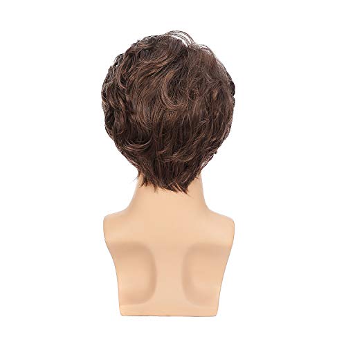 Kaneles Mens Wigs Brown Short Curly Shaggy Layered Cosplay Halloween Daily Costumes Male Wig - Image 4