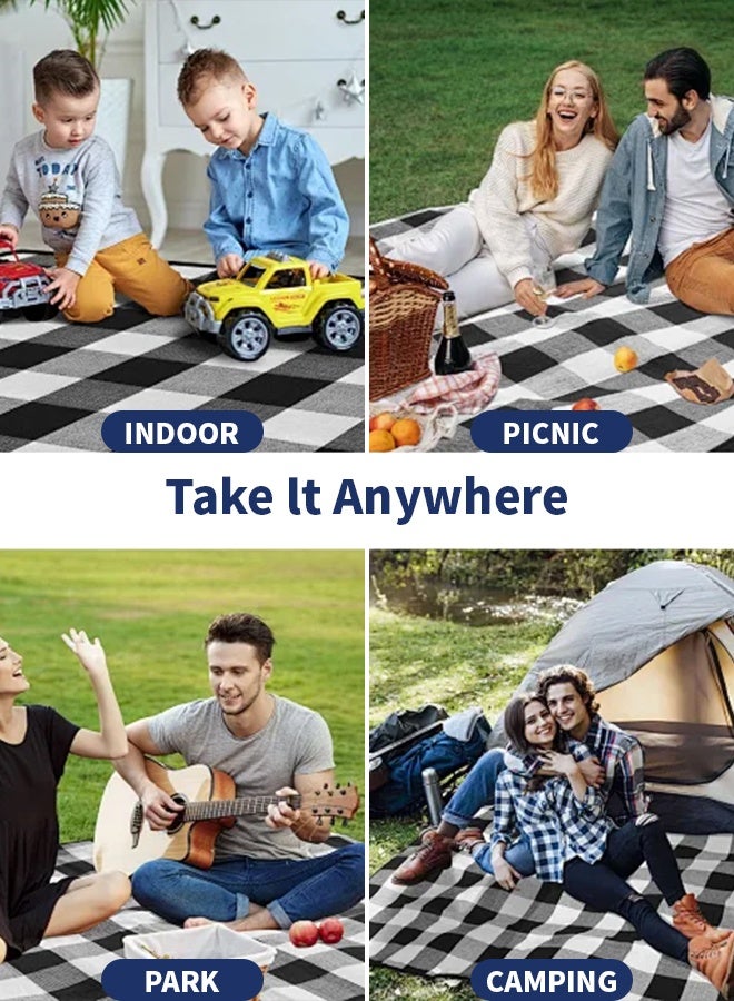 أبيكس بطانية نزهة كبيرة جدًا مقاومة للماء، بطانية قابلة للطي مقاومة للماء 200 × 200 سم، سجادة نزهة محمولة، بطانية نزهة عشبية للتخييم لـ 8 أشخاص بالغين، سجادة نزهة خارجية، مستلزمات أنشطة التخييم الخارجية - Image 2