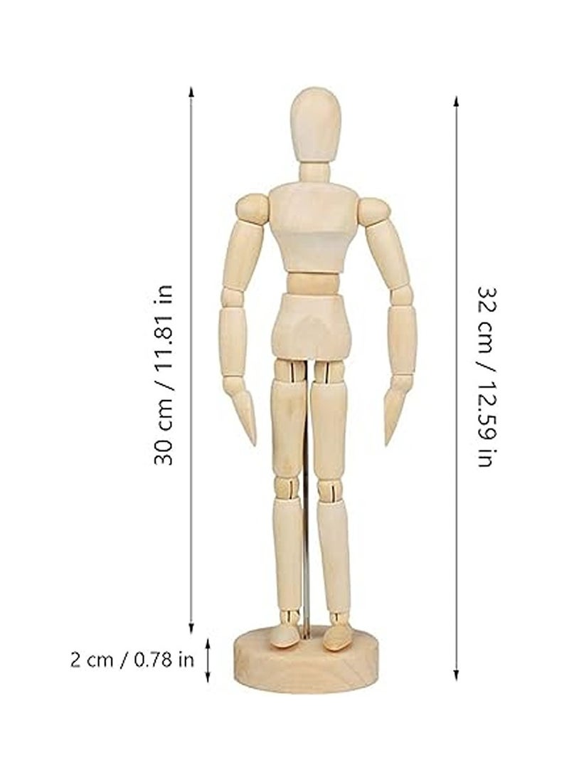 Generic - Wooden Model 30 cm Adjustable Mannequin with Base for Drawing, Painting, Art, Model Figure, Drawing Doll, Wooden Doll for Drawing for Beginners, Professionals and Artists - Image 1