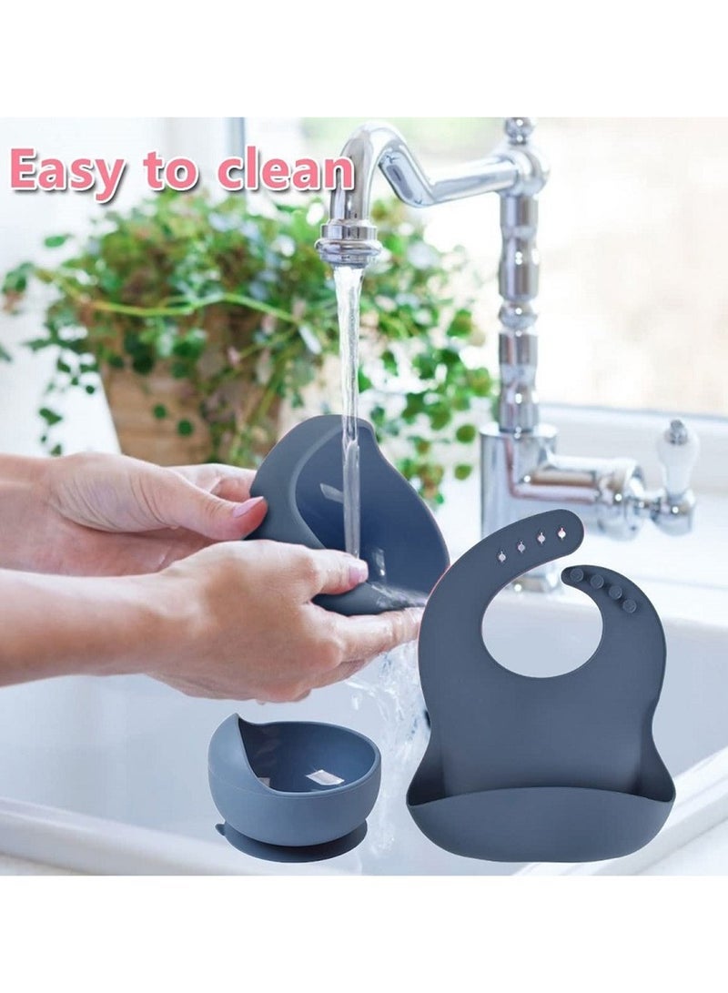 Captaintech 8-Piece Baby Led Weaning Set – Silicone Toddler Feeding Supplies with Bib, Divided Plate, Bowl, Cup u0026 Self-Feeding Spoons – BPA-Free Dish Set for Infants ﻿ - Image 4