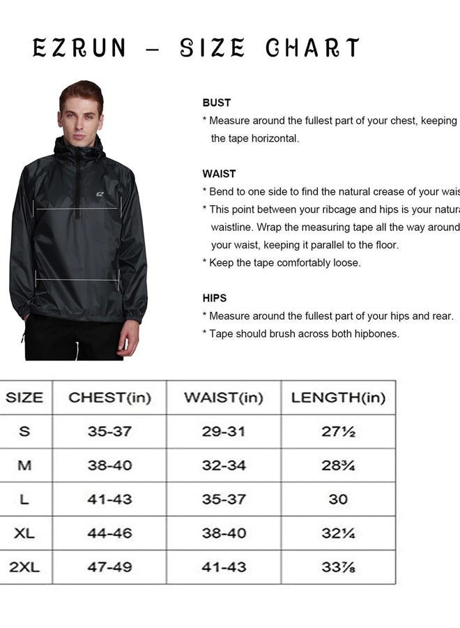 EZRUN Men's Waterproof Hooded Rain Jacket Running Cycling Hiking Gear Windbreaker Lightweight Packable Raincoat (Black,M) - Image 5