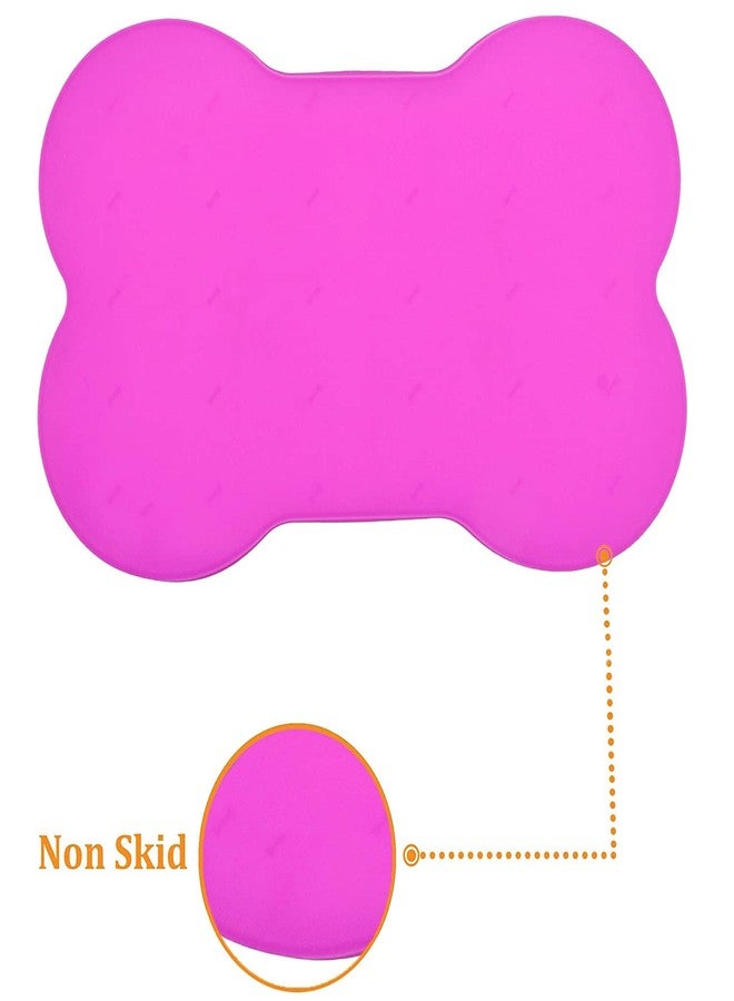 Animax Silicone Waterproof Dog Cat Pet Feeding Food Mat with Raised Edge | Non Slip, Easy Clean Pet Dog Cat Bowl Mats Placemat Multicolor (Speacially for Dog) - Pink - Image 2