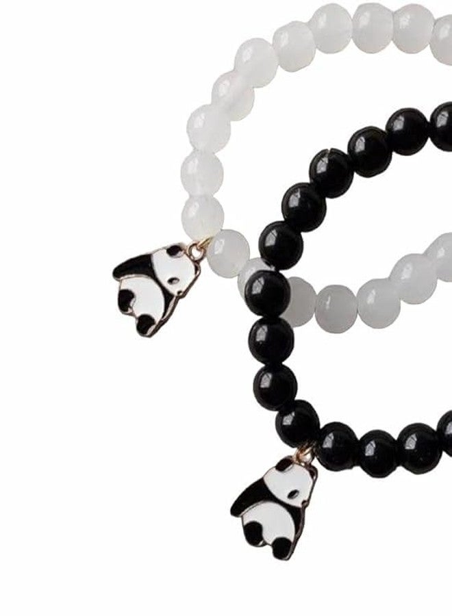 BEAUTIVIA Unisex Fashion Jewellery Adjustable Multi Style Panda Combo Crystal Stone Beads Bracelets For Women;Girls ;Boys;Men (Pack Of 2) - Image 1