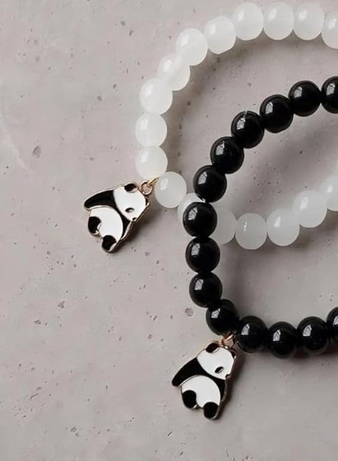 BEAUTIVIA Unisex Fashion Jewellery Adjustable Multi Style Panda Combo Crystal Stone Beads Bracelets For Women;Girls ;Boys;Men (Pack Of 2) - Image 5