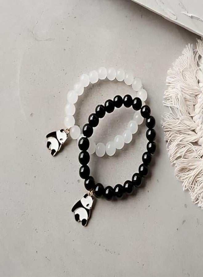 BEAUTIVIA Unisex Fashion Jewellery Adjustable Multi Style Panda Combo Crystal Stone Beads Bracelets For Women;Girls ;Boys;Men (Pack Of 2) - Image 3