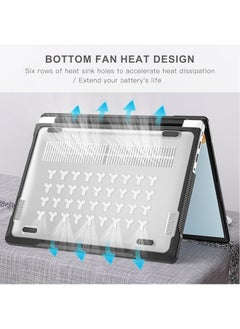 General Ultimate Protection Case Compatible with Huawei MateBook D14 14 inch 2023 Release, Matte Translucent Carbon Fiber Edges Shockproof Slim Heat Dissipation Laptop Case  - Image 5