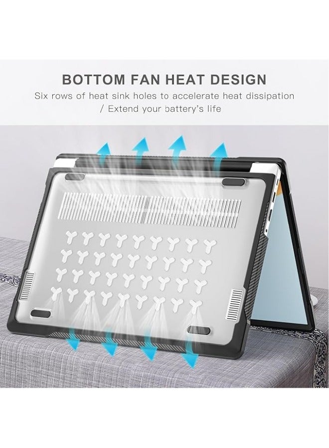 General Ultimate Protection Case Compatible with Huawei MateBook D14 14 inch 2023 Release, Matte Translucent Carbon Fiber Edges Shockproof Slim Heat Dissipation Laptop Case  - Image 5