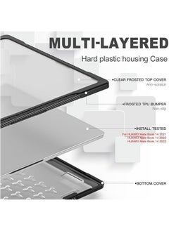 General Ultimate Protection Case Compatible with Huawei MateBook D14 14 inch 2023 Release, Matte Translucent Carbon Fiber Edges Shockproof Slim Heat Dissipation Laptop Case  - Image 4