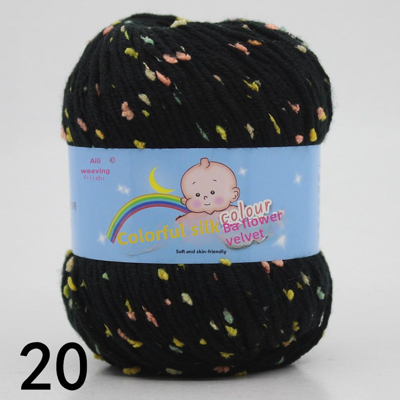 Multicolor Chunky Hand-Knit Yarn for DIY Sweaters 20 Black Dot B 