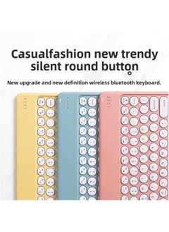 For IPad Round Key Cap Flat Bluetooth Keyboard Mobile Phone Water Drop Mouse Wireless Mute Cover-Color:Round Button-dark Green-Product Type:Keyboard + White Battery