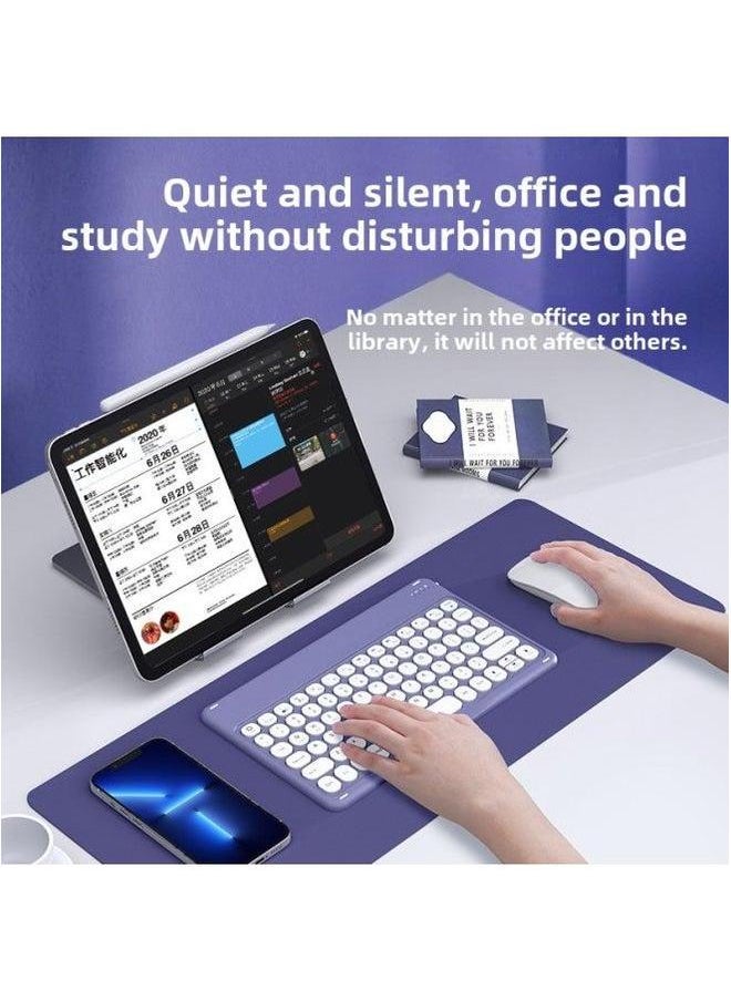 Generic - For IPad Round Key Cap Flat Bluetooth Keyboard Mobile Phone Water Drop Mouse Wireless Mute Cover-Color:Round Button-dark Green-Product Type:Keyboard + White Battery - Image 1
