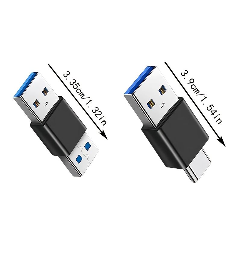 3pcs Black USB To USB C Adapter Male To Male Female To Female Connector - Image 2
