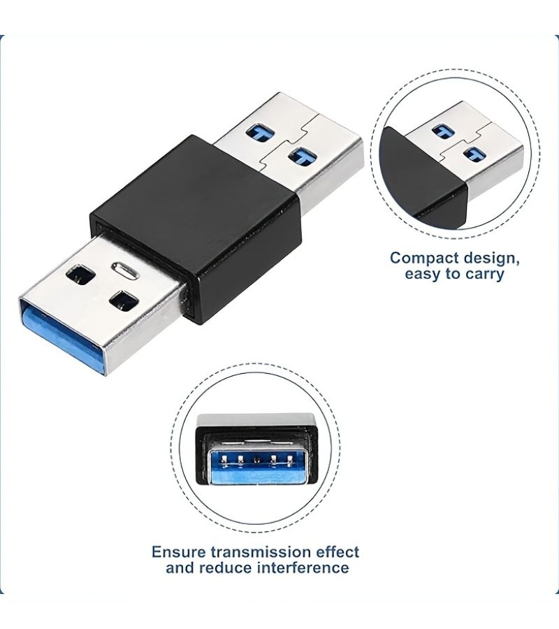 3pcs Black USB To USB C Adapter Male To Male Female To Female Connector - Image 5