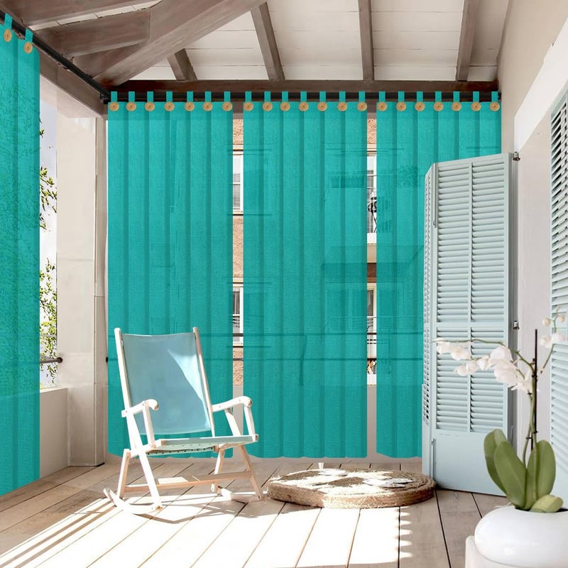FREDDO HDPE Fabric 85 Sun Blockage UVHeat Protection IndoorOutdoor Loop Curtains for BalconyWindow 45 ft X 9 ft Green Color Pack of 2 Pcs