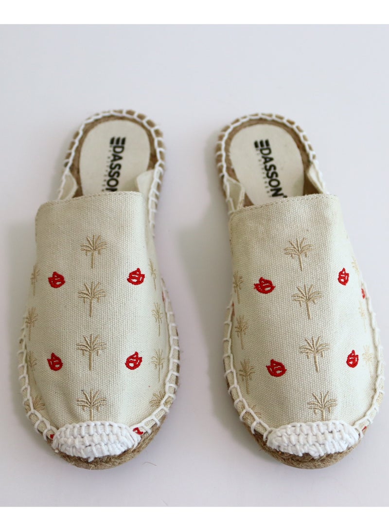 Dasson Embroidered Palm Paradise Espadrille (Bone White)  - Image 3
